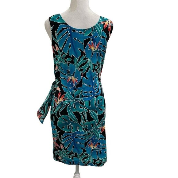 Hilo Hattie Hawaiian Faux Wrap Sun Dress Birds of Paradise Leaf Floral size XS - Picture 5 of 7